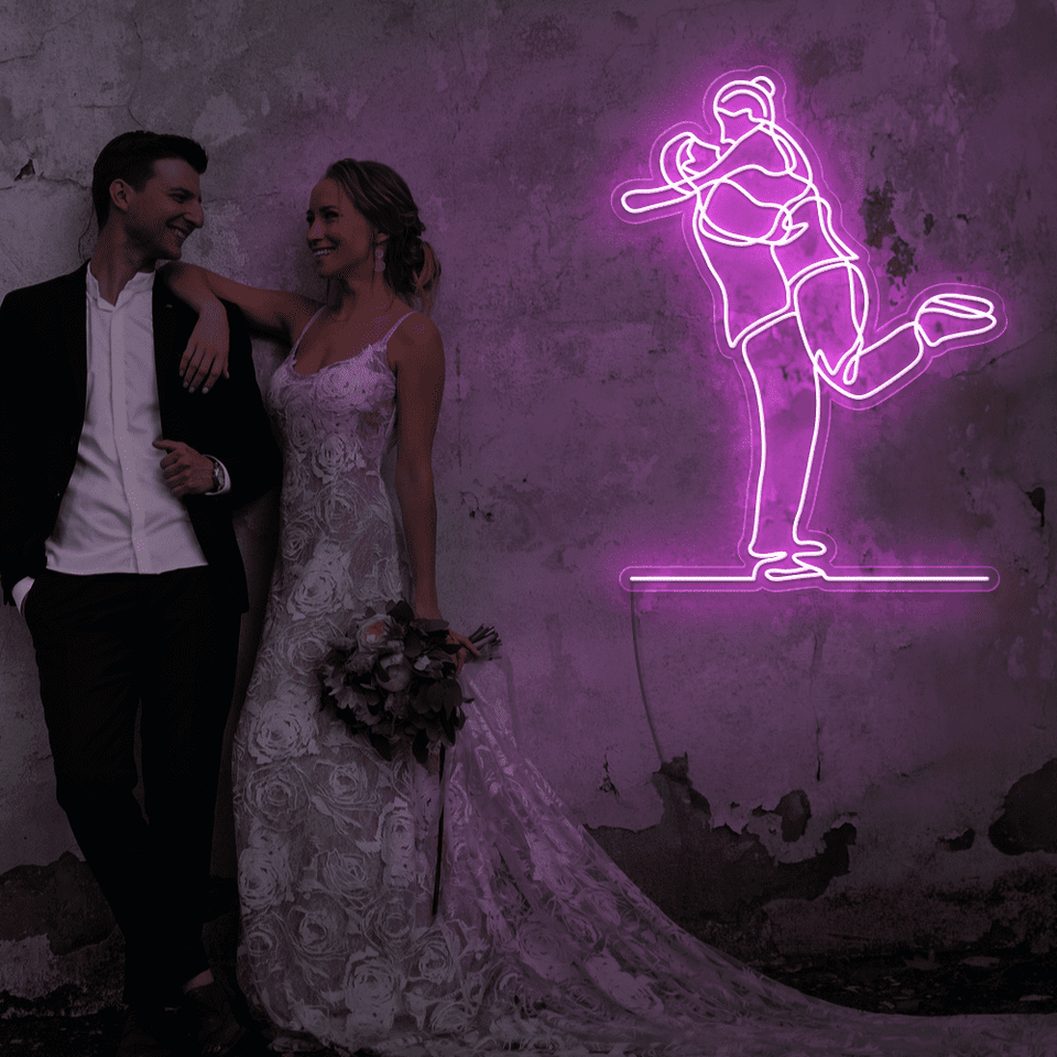 Lovely Couple LED neon sign in pink color - from Neonmarvels.com