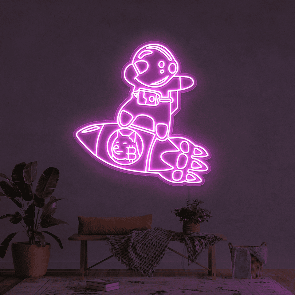 DOGECOIN BABY ASTRONAUT PINK COLOR LED NEON SIGN