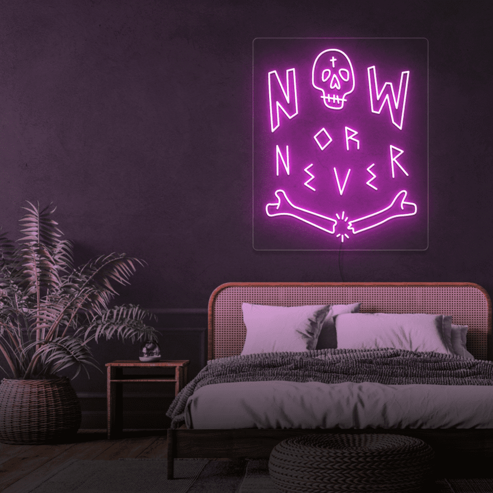 NOW OR NEVER PINK COLOR LED NEON SIGN