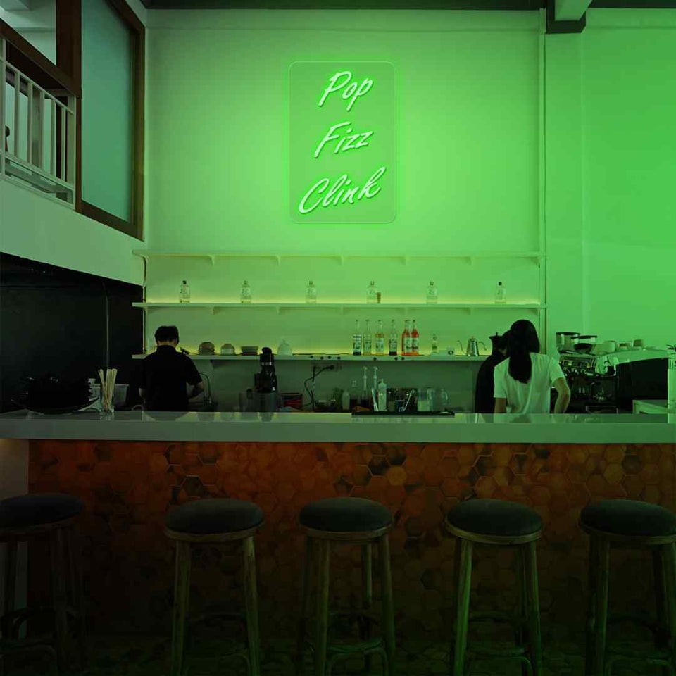 Pop fizz clink neon sign