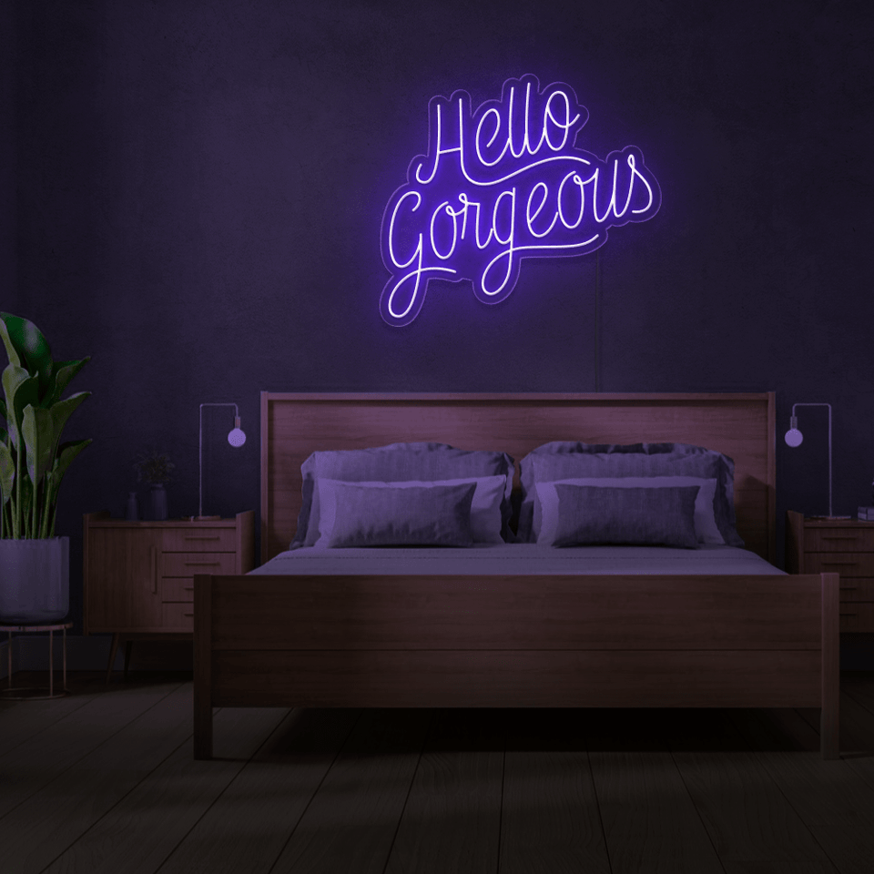 HELLO GORGEOUS PURPLE COLOR LED NEON SIGN