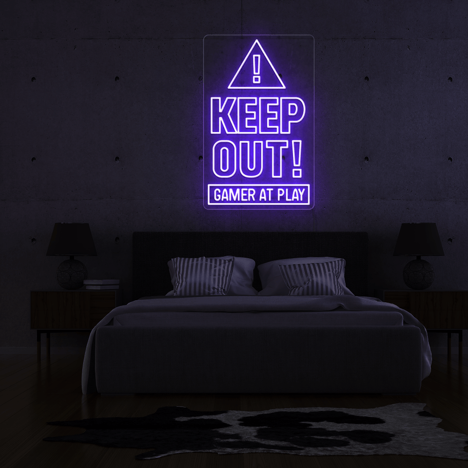 GAMER AT PLAY purple color LED sign designed by neonmarvels.com