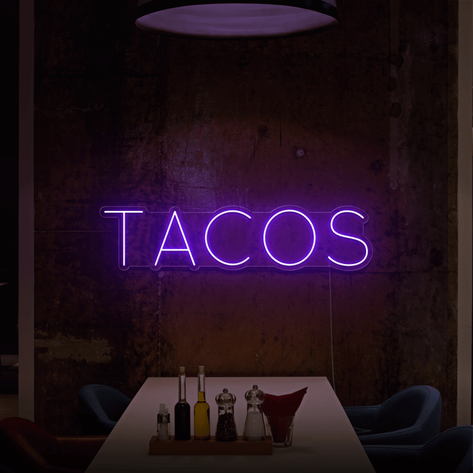 TACOS LED NEON SIGN IN PURPLE COLOR BY NEON MARVELS