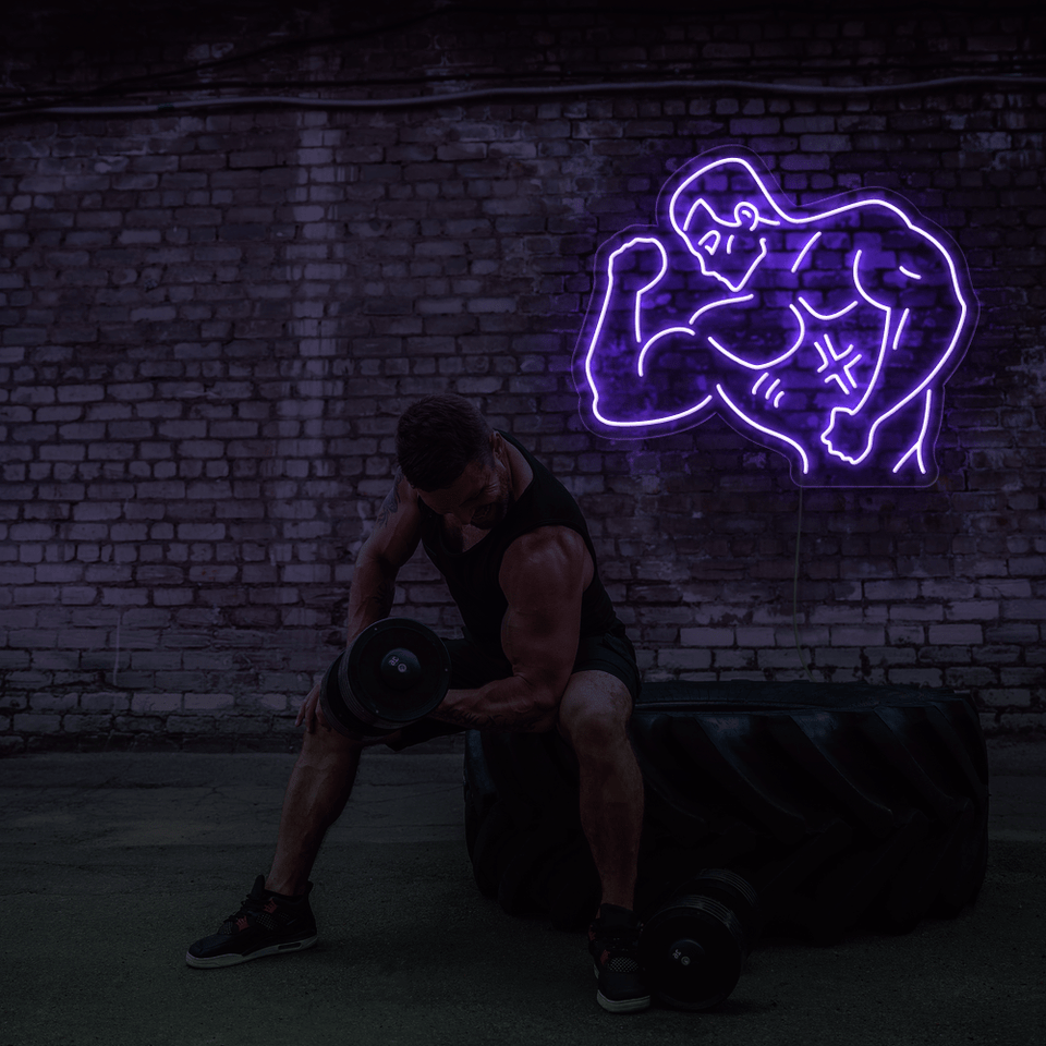 MEN WORKOUT PURPLE COLOR LED NEON SIGN