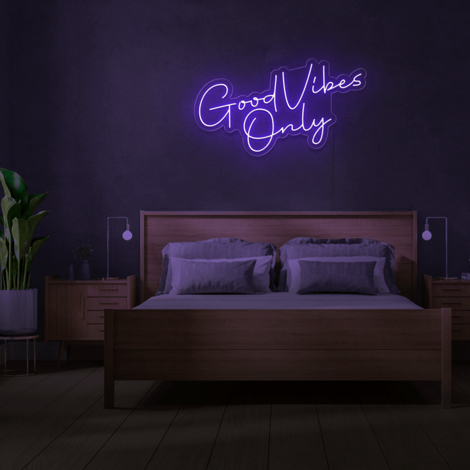 GOOD VIBES ONLY PURPLE COLOR LED NEON SIGN