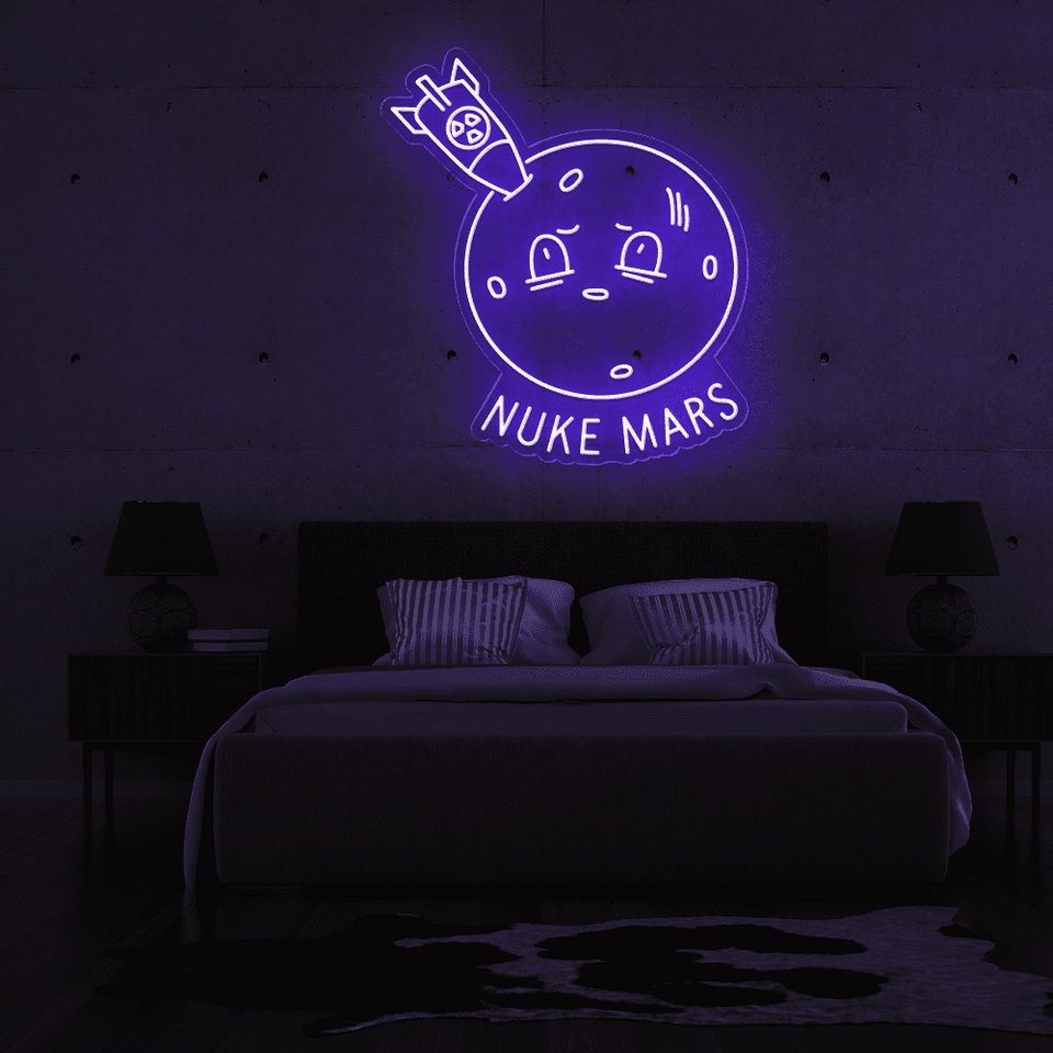 Nuke Mars caption as LED Neon Sign in Purple Color - made by neonmarvels.com