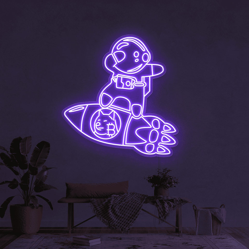 DOGECOIN BABY ASTRONAUT PURPLE COLOR LED NEON SIGN