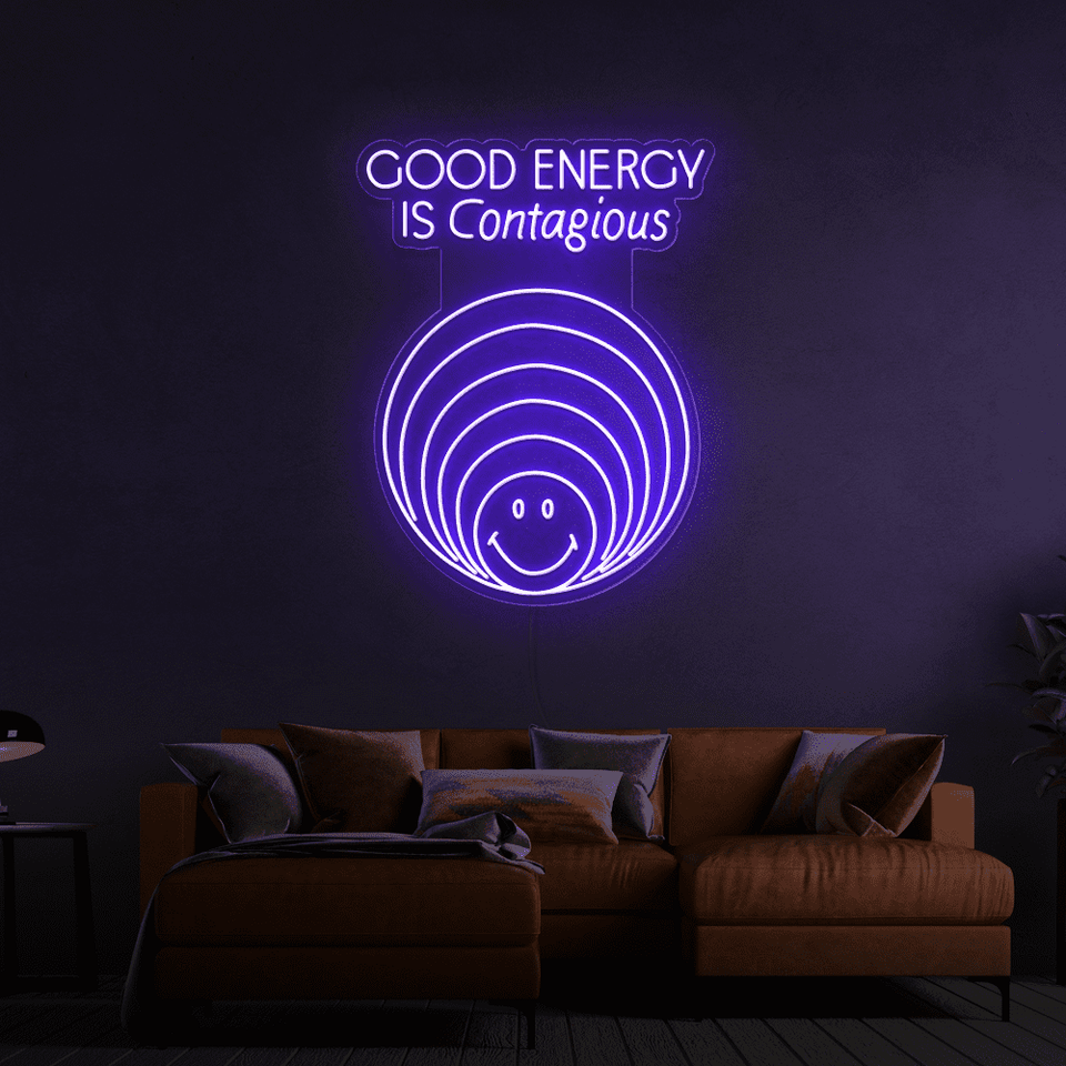 GOOD ENERGY IS CONTAGIOUS BLUE COLOR LED NEON SIGN