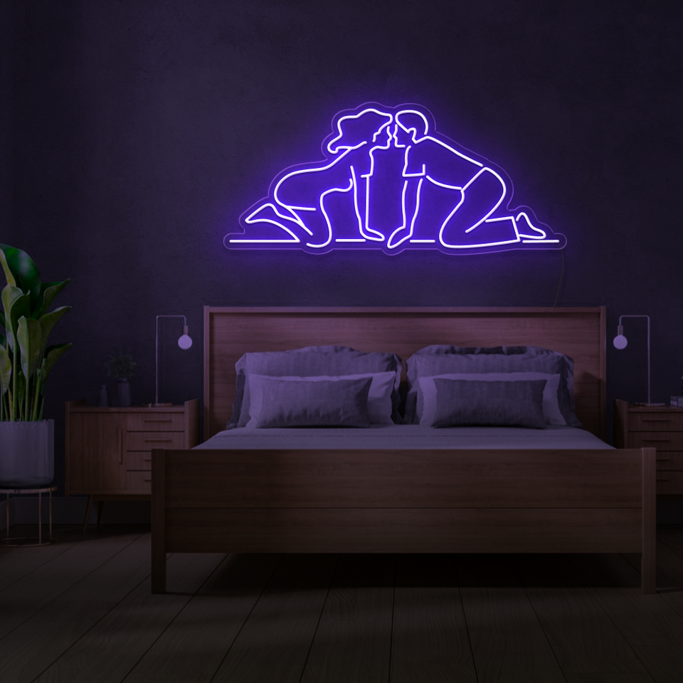 MAN AND WOMAN KISSING PURPLE COLOR LED NEON SIGN
