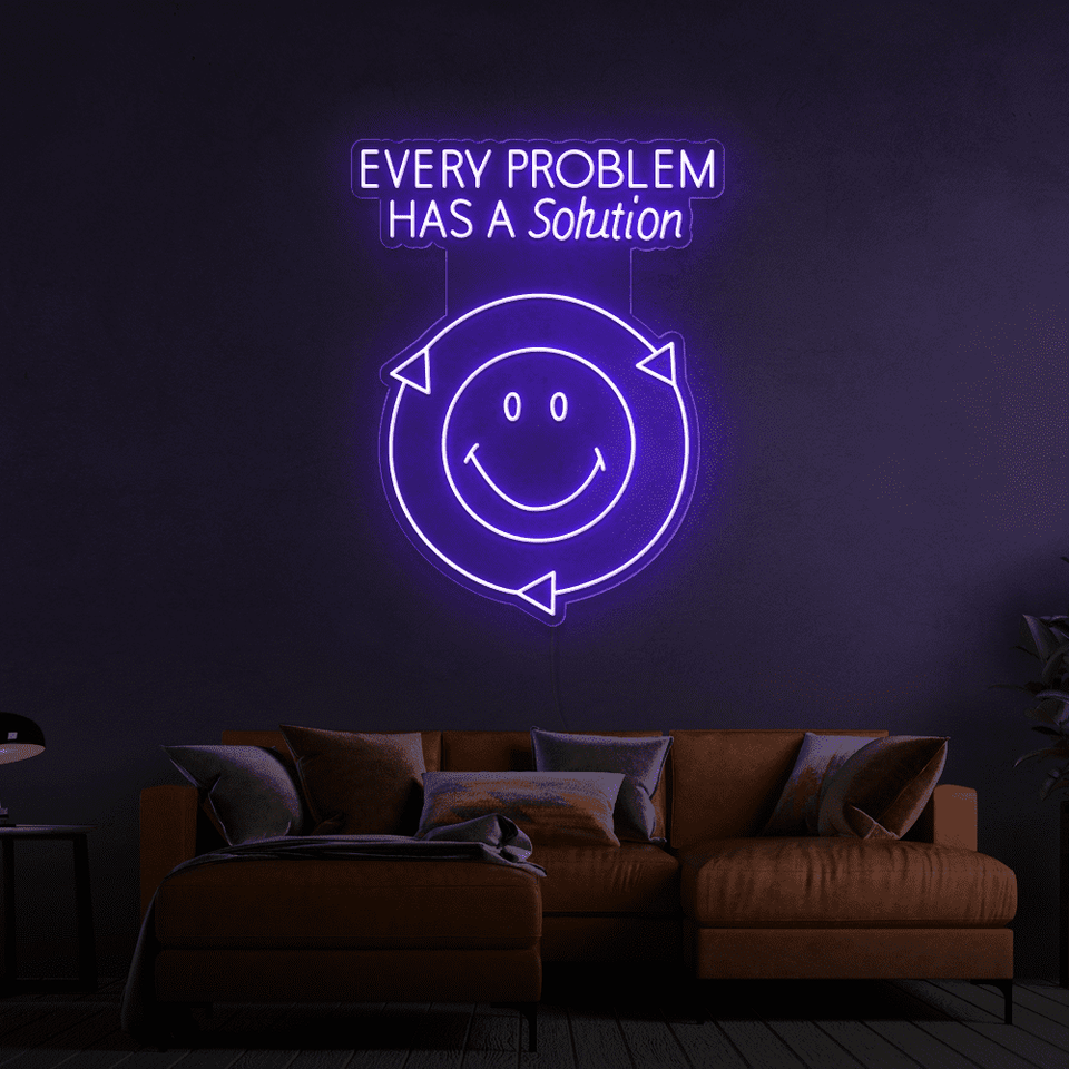 EVERY PROBLEM HAS A SOLUTION BLUE COLOR LED NEON SIGN