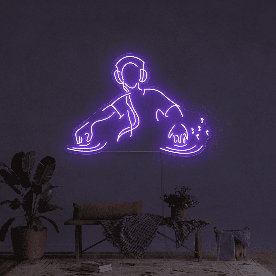 DJ player purple color LED neon sign - From Neonmarvels