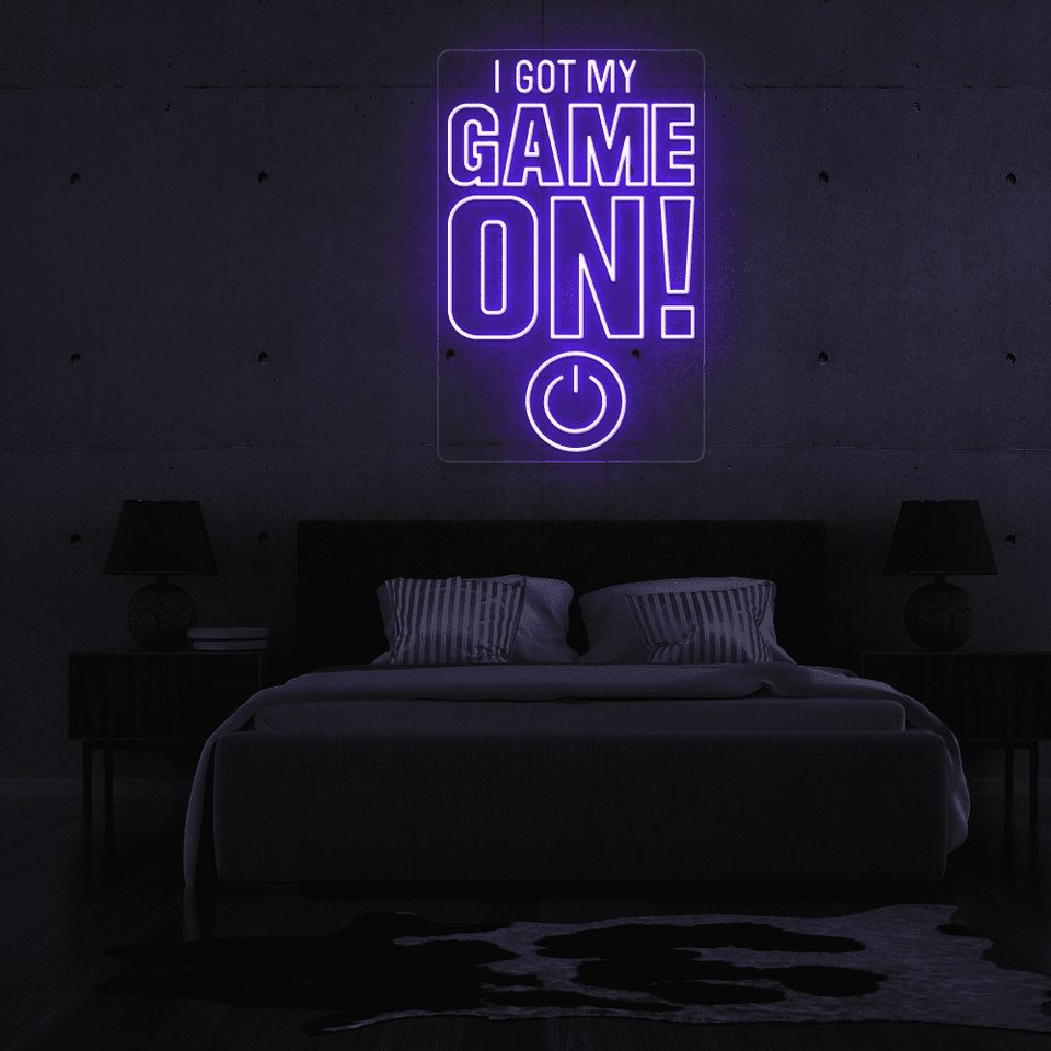 I GOT MY GAME ON purple color LED neon sign designed by neonmarvels.com