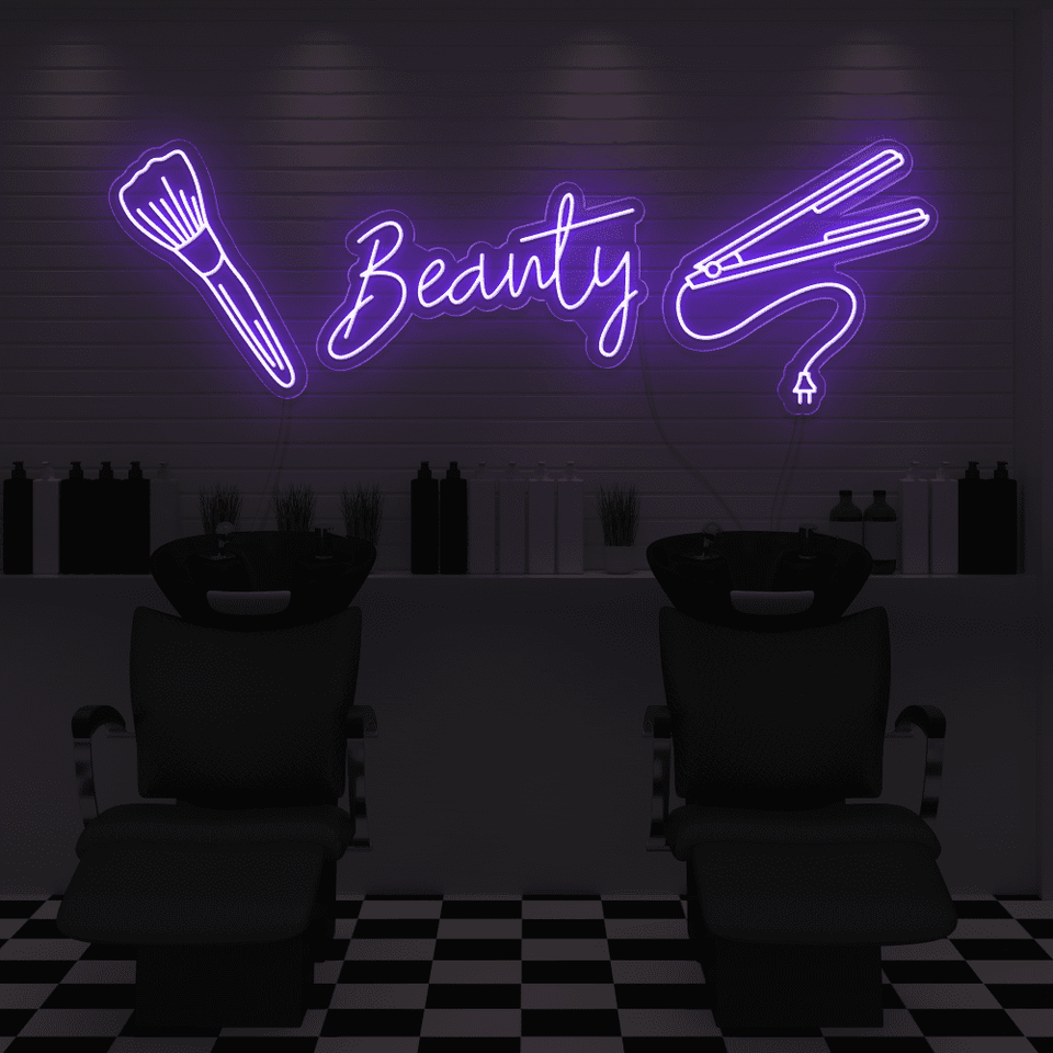 Beauty Salon LED neon sign in purple color - by Neonmarvels.com
