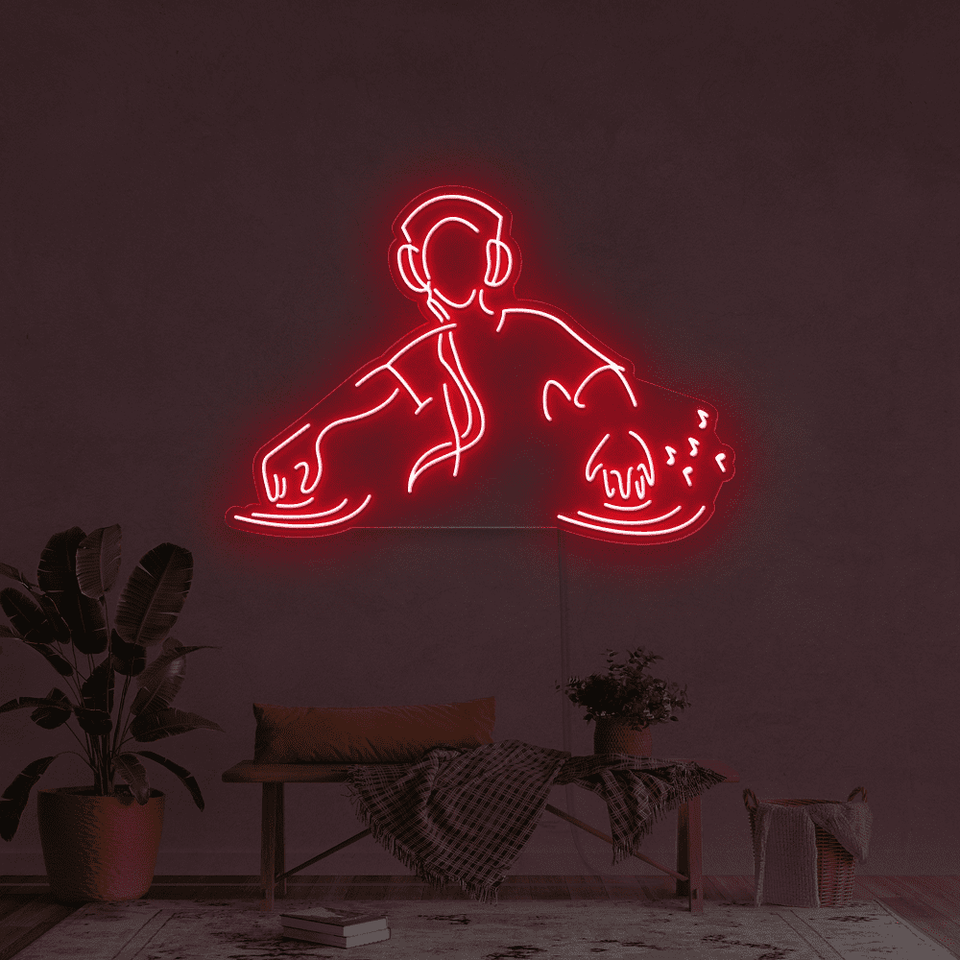 DJ player red color LED neon sign - From Neonmarvels