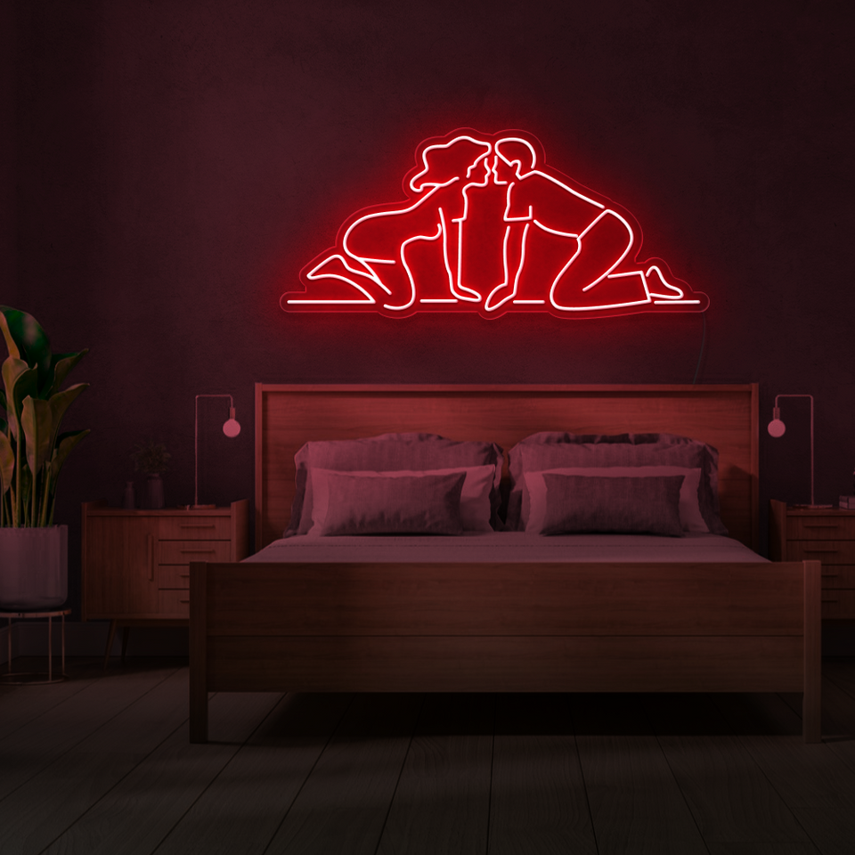 MAN AND WOMAN KISSING RED COLOR LED NEON SIGN