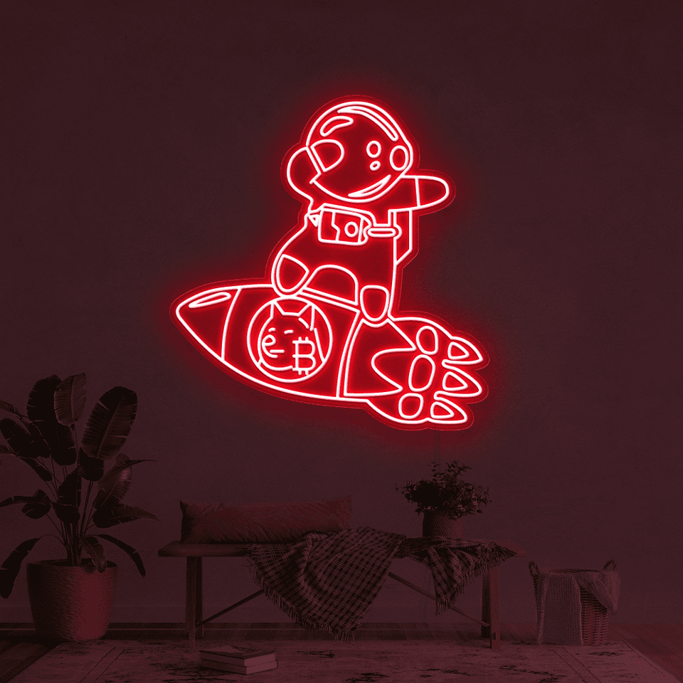 DOGECOIN BABY ASTRONAUT RED COLOR LED NEON SIGN