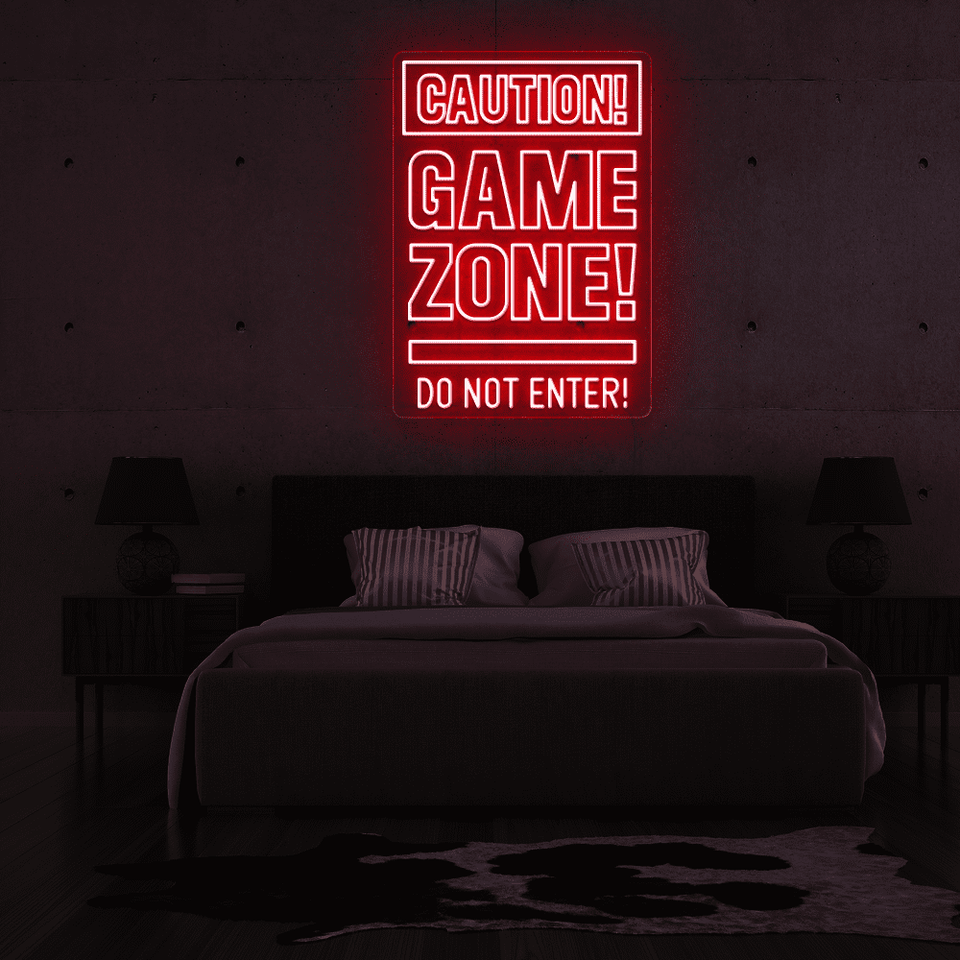 CAUTION GAMEZONE RED COLOR LED NEON SIGN