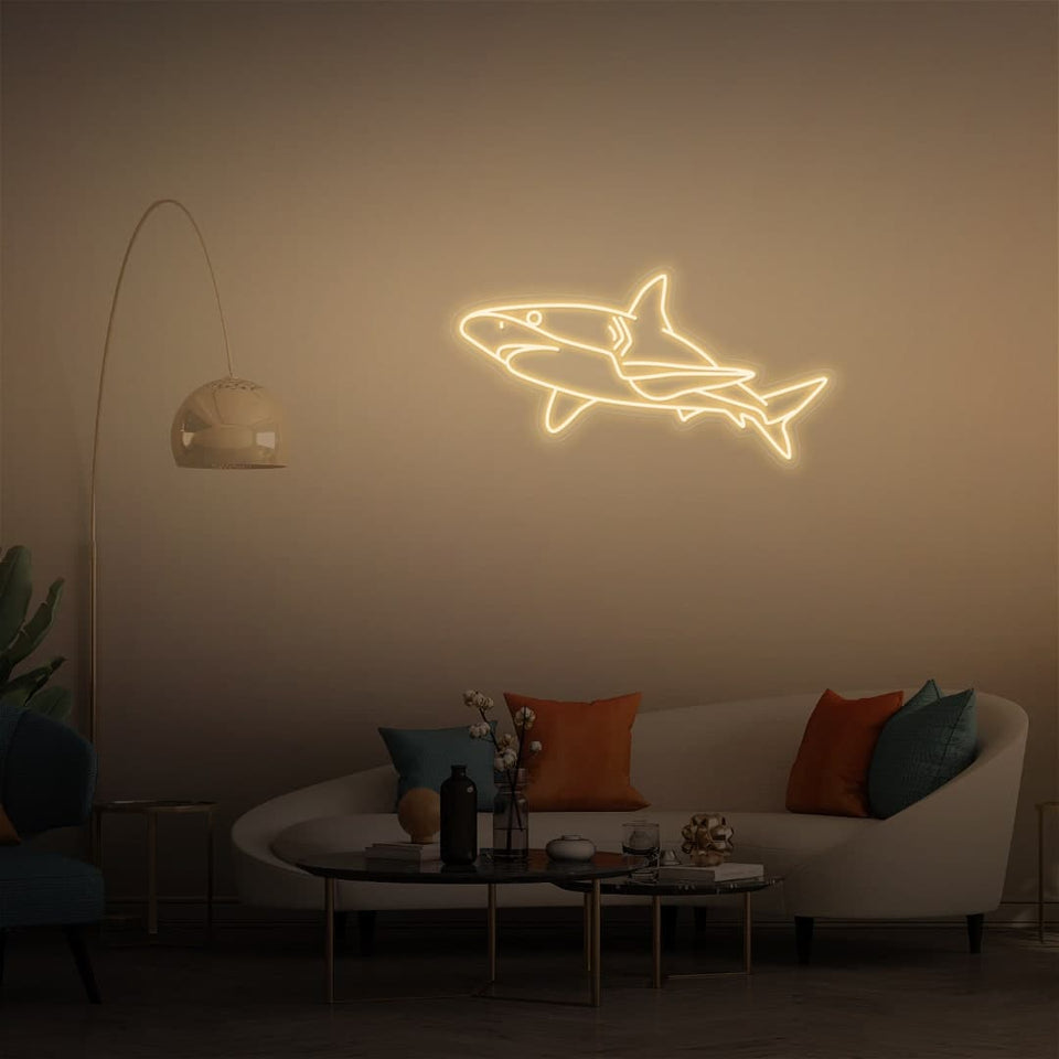 SHARK WARM WHITE COLOR NEON SIGN