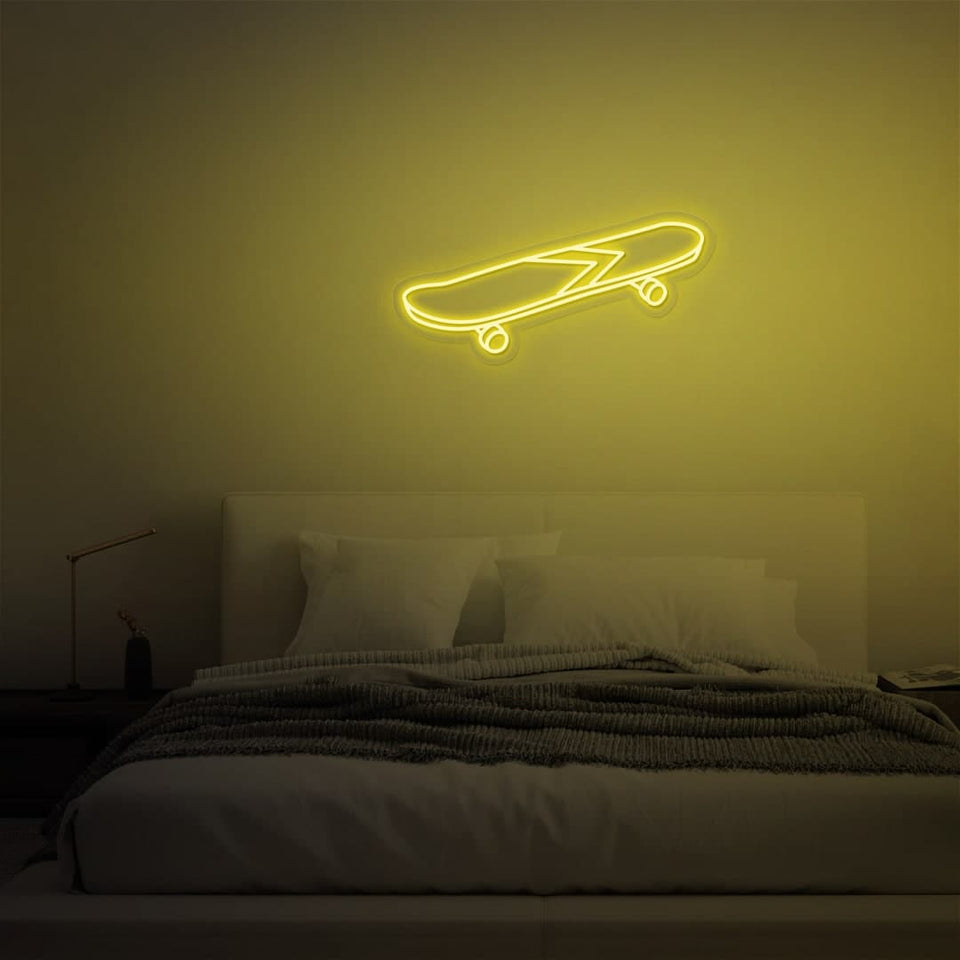 SKATEBOARD GOLDEN YELLOW COLOR NEON SIGN