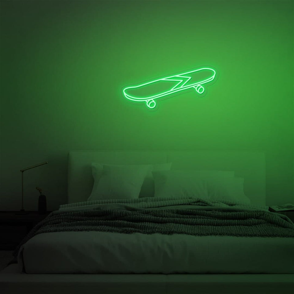SKATEBOARD GREEN COLOR NEON SIGN