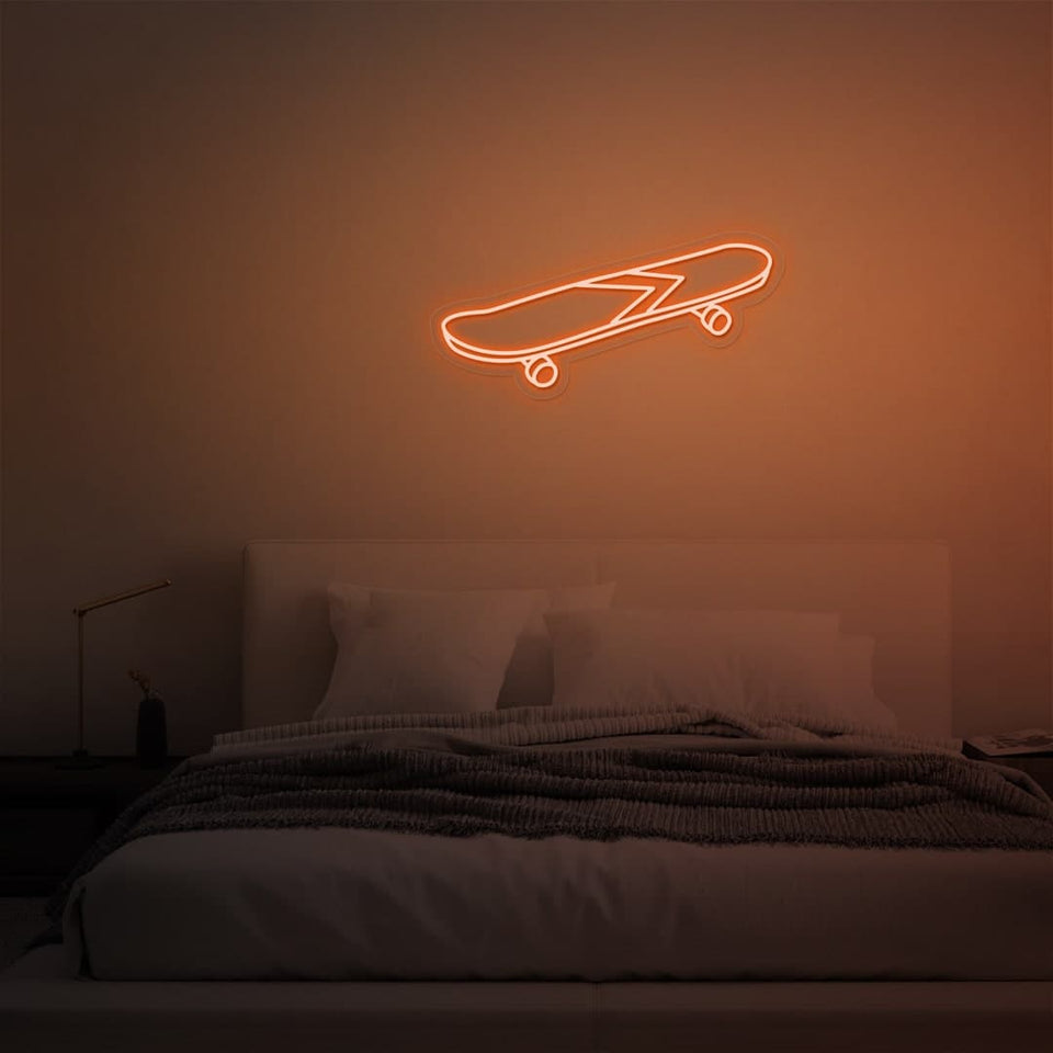 SKATEBOARD ORANGE COLOR NEON SIGN