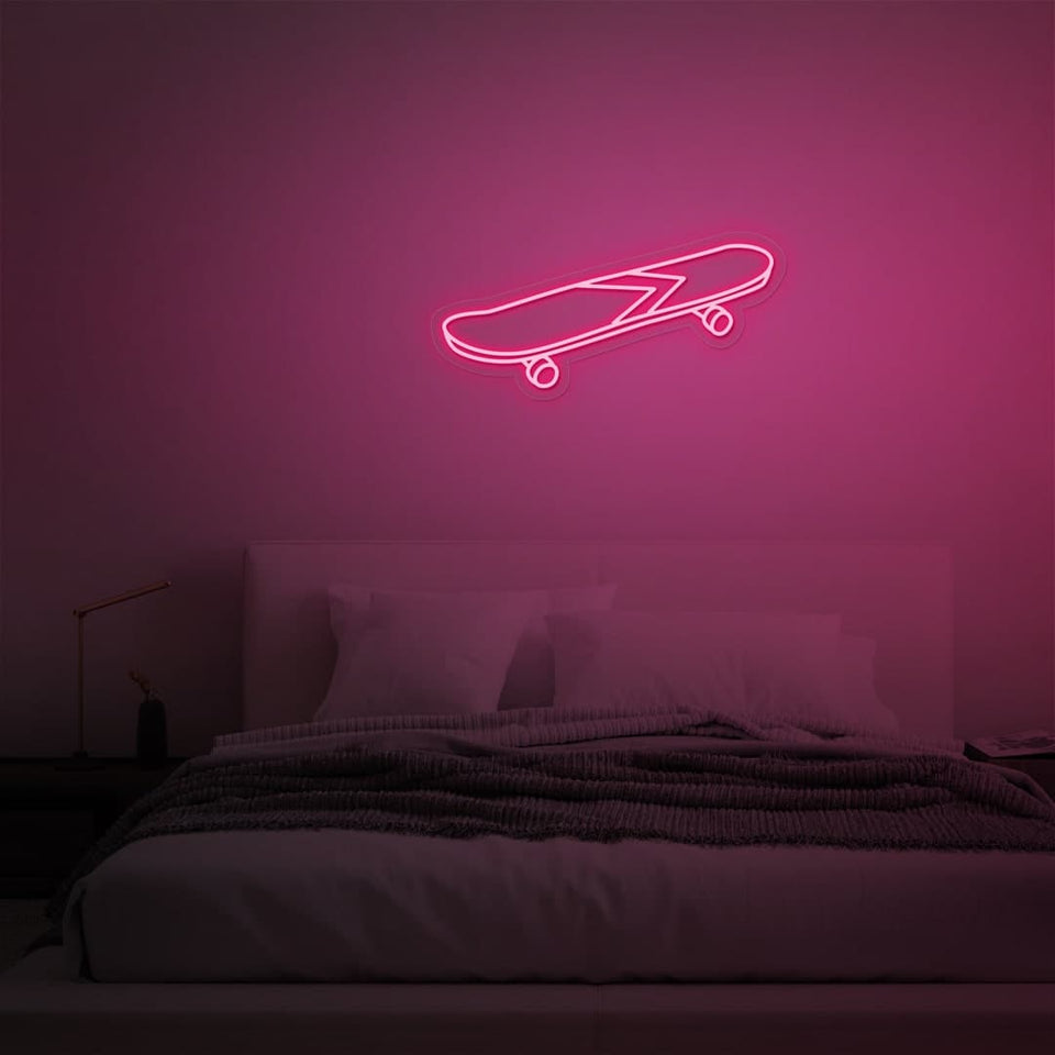 SKATEBOARD PINK COLOR NEON SIGN