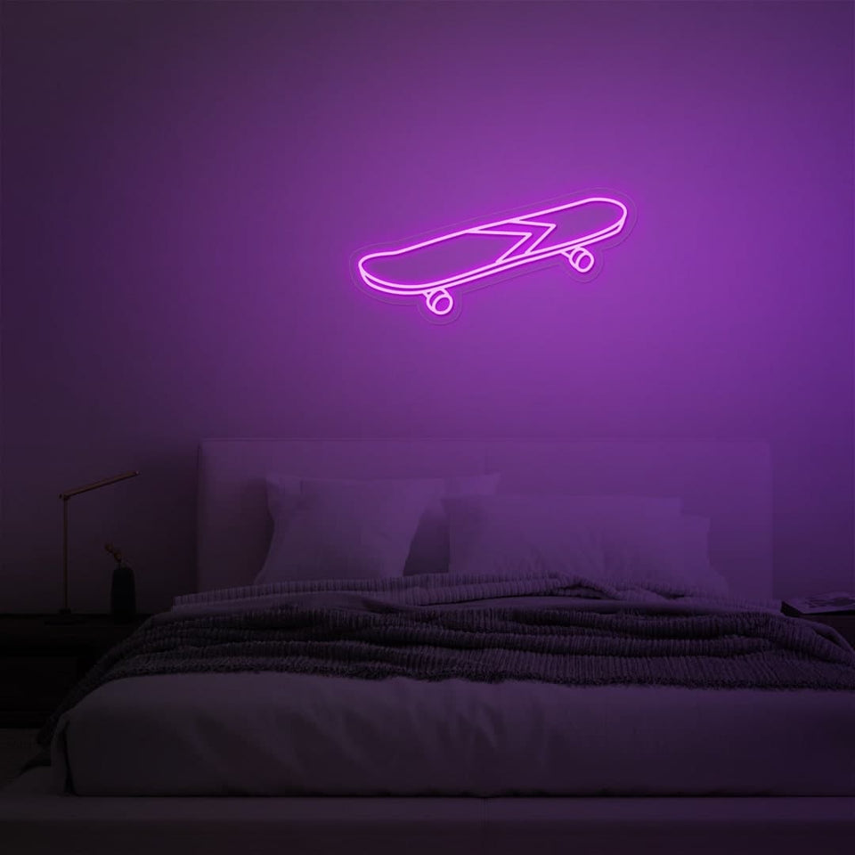 SKATEBOARD PURPLE COLOR NEON SIGN