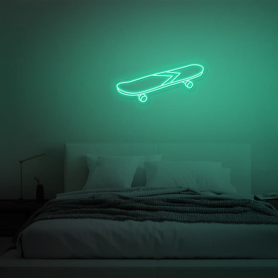 SKATEBOARD MINT GREEN COLOR NEON SIGN