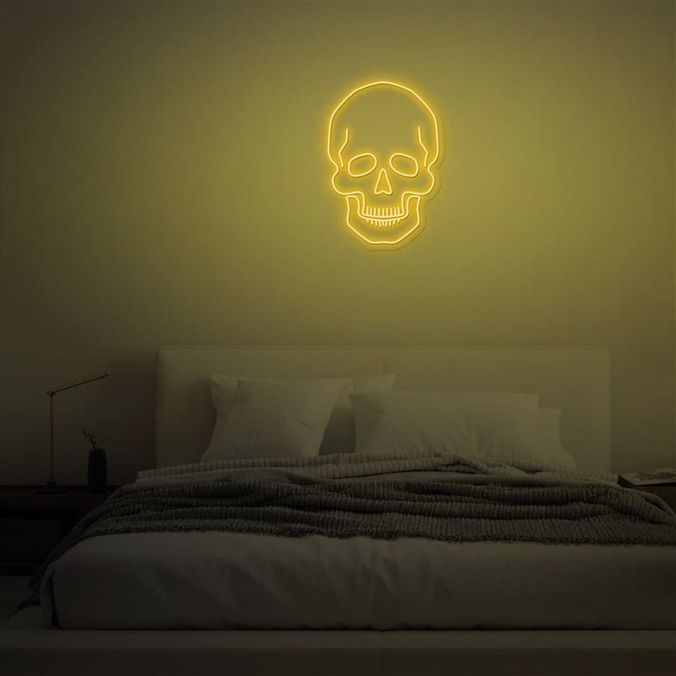 SKULL GOLDEN YELLOW COLOR NEON SIGN
