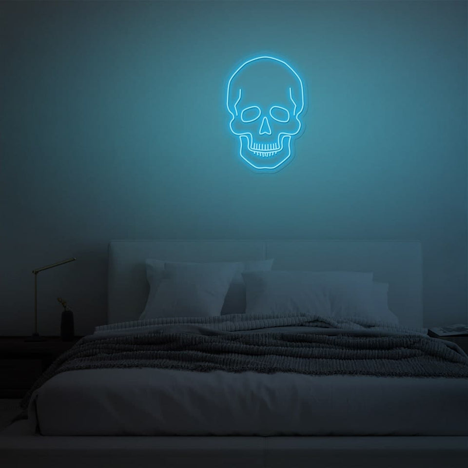 SKULL ICE BLUE COLOR NEON SIGN