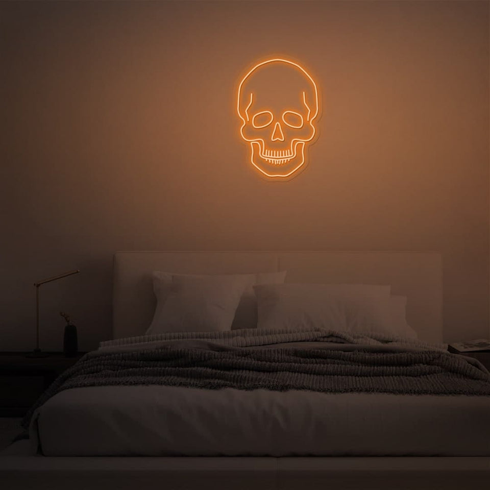 SKULL ORANGE COLOR NEON SIGN