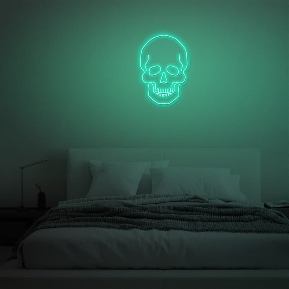 SKULL MINT GREEN COLOR NEON SIGN