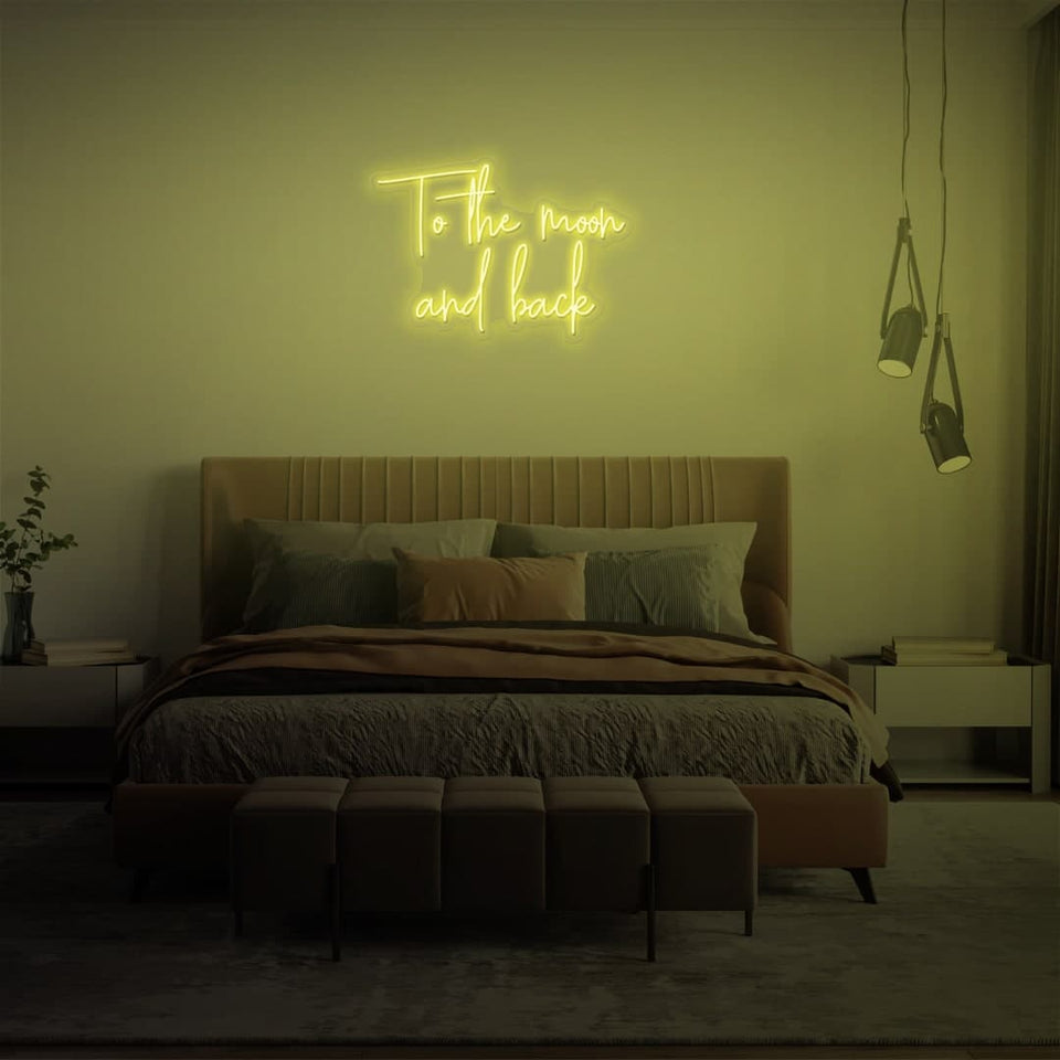 TO THE MOON AND BACK LEMON YELLOW COLOR NEON SIGN