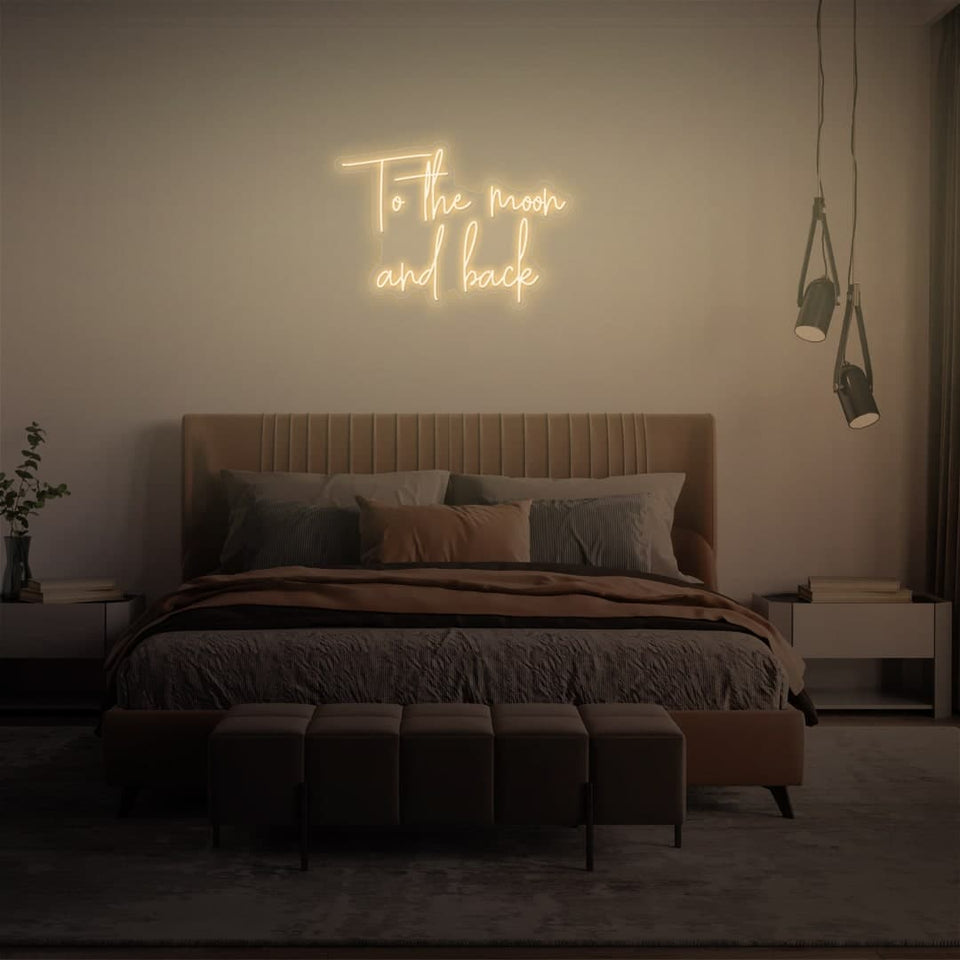 TO THE MOON AND BACK WARM WHITE COLOR NEON SIGN