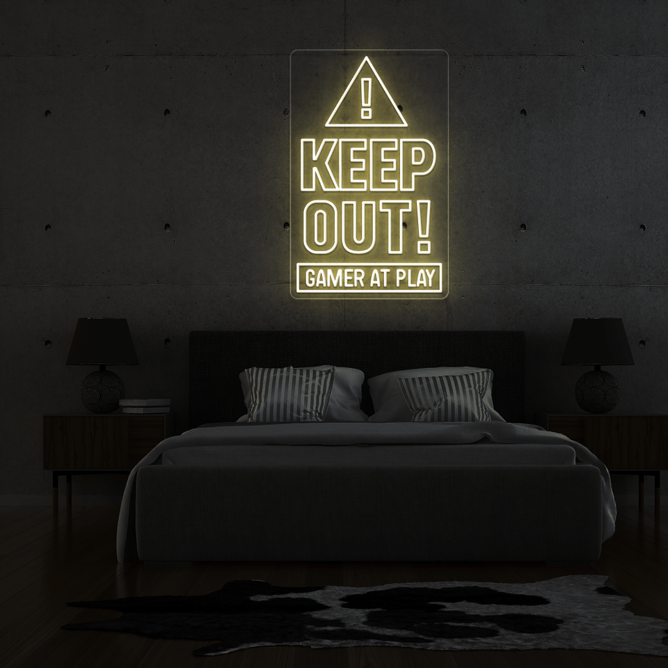 GAMER AT PLAY warm white color LED sign designed by neonmarvels.com