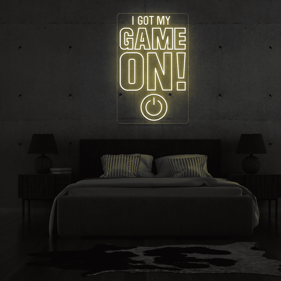 I GOT MY GAME ON warm white color LED neon sign designed by neonmarvels.com