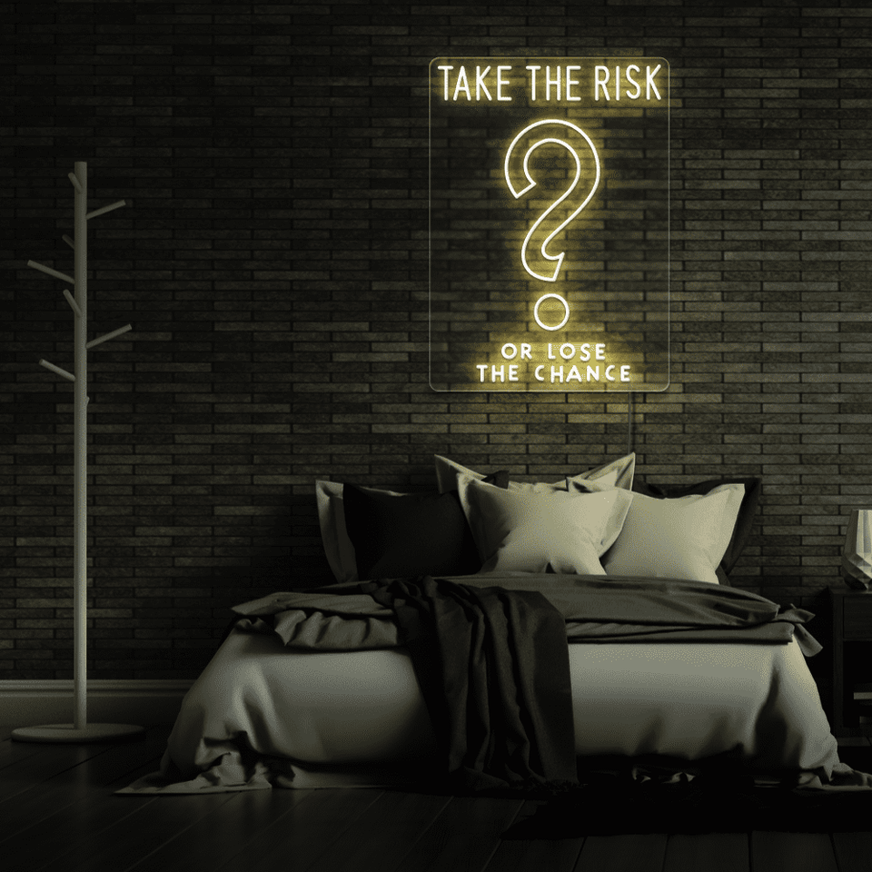 TAKE THE RISK GOLDEN YELLOW COLOR LED NEON SIGN