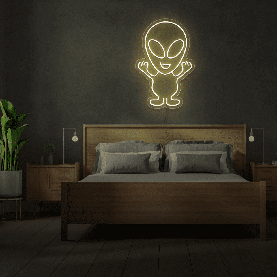 ALIEN LED Neon sign in warm white color designed by Neon Marvels