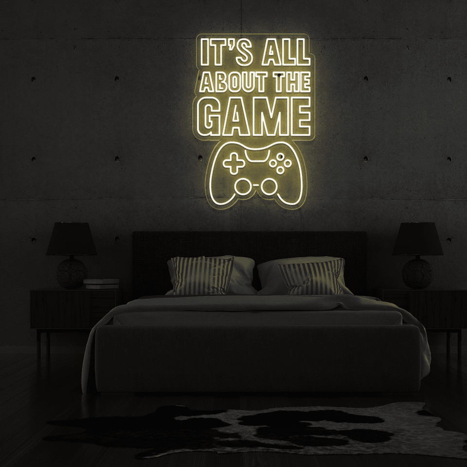 It's all about the game LED signage in warm white color designed by Neonmarvels.com