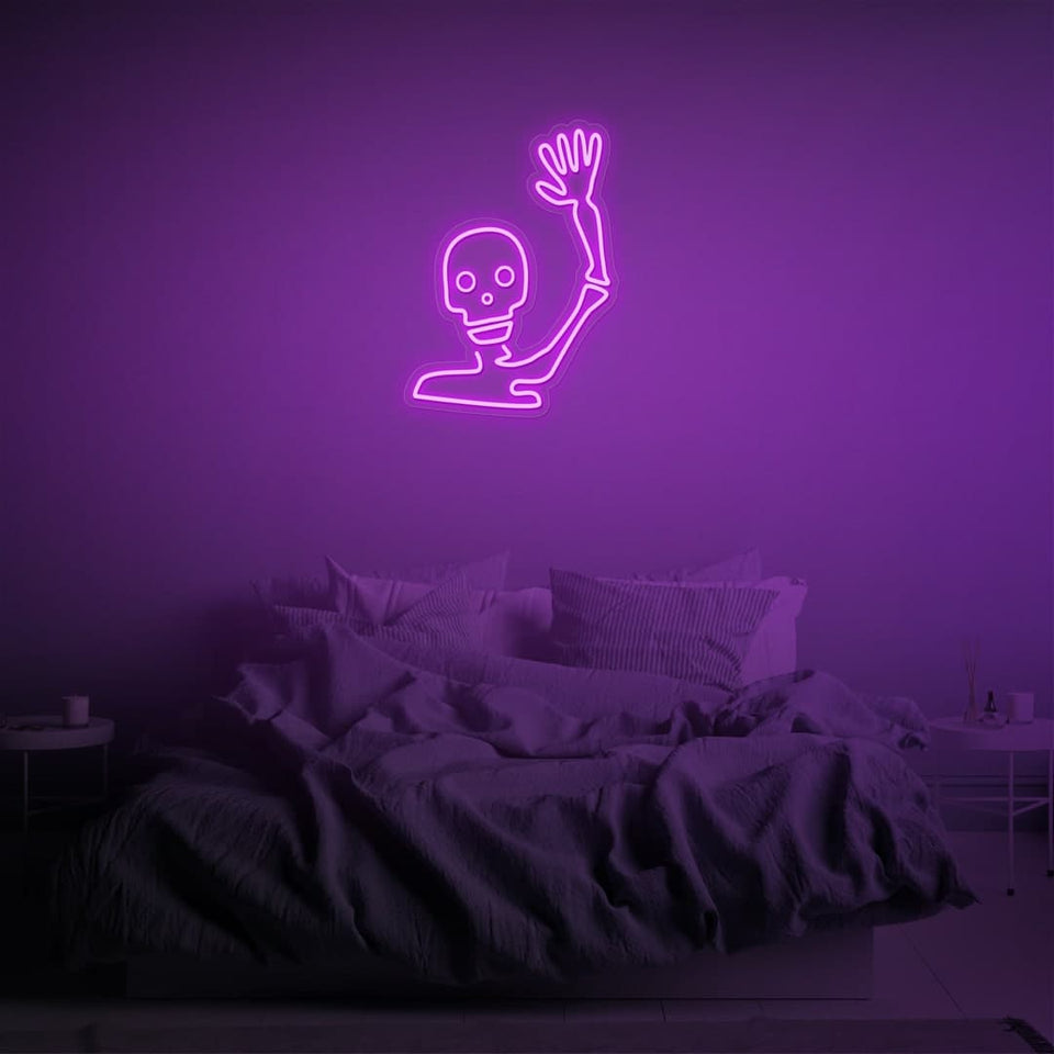 WAVING SKELETON PURPLE COLOR NEON SIGN