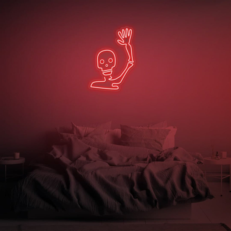 WAVING SKELETON RED COLOR NEON SIGN