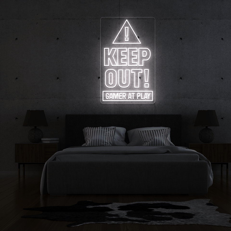 GAMER AT PLAY white color LED sign designed by neonmarvels.com