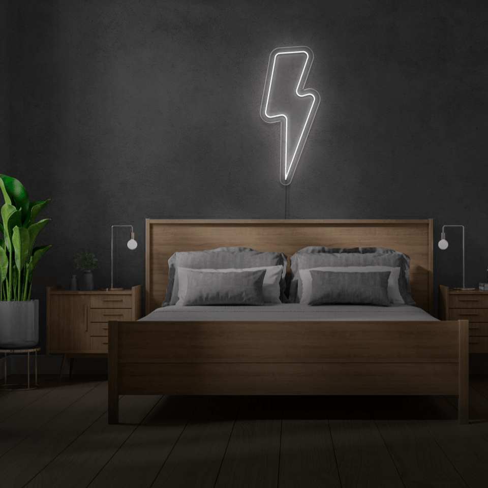 LIGHTNING BOLT WHITE COLOR LED NEON SIGN
