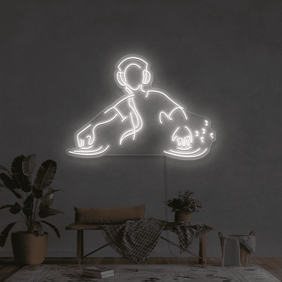 DJ player white color LED neon sign - From Neonmarvels