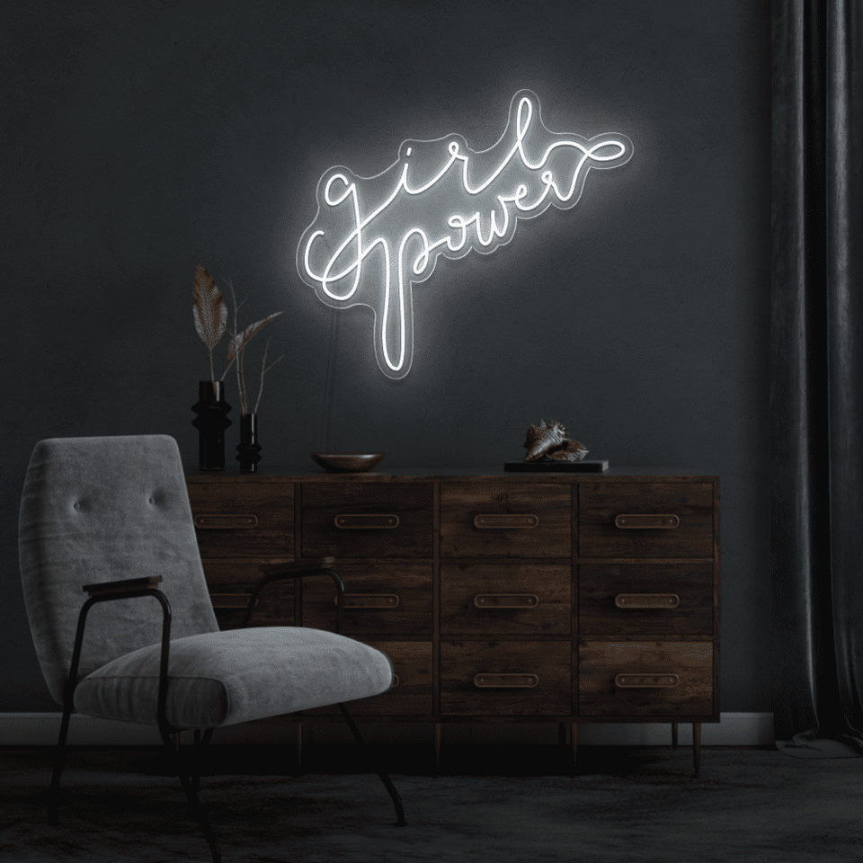 GIRL POWER WHITE COLOR LED NEON SIGN